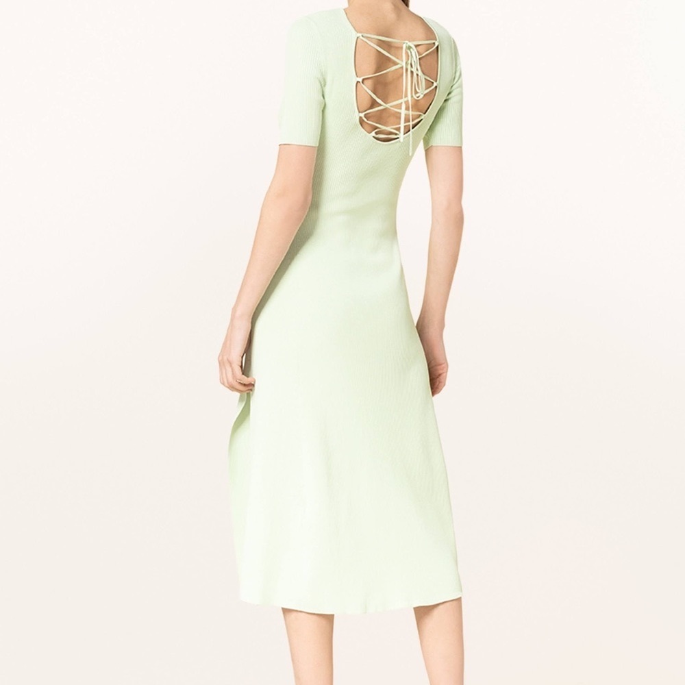 NWT! Maje Rib- knitted Scoopback midi Dress. - Picture 2 of 6